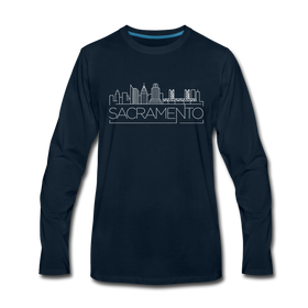 Sacramento, California Long Sleeve T-Shirt - Skylines Unisex Sacramento Long Sleeve Shirt - deep navy