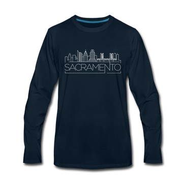 Sacramento, California Long Sleeve T-Shirt - Skylines Unisex Sacramento Long Sleeve Shirt - deep navy