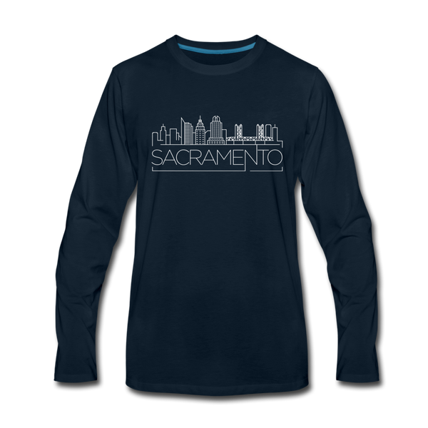 Sacramento, California Long Sleeve T-Shirt - Skylines Unisex Sacramento Long Sleeve Shirt - deep navy
