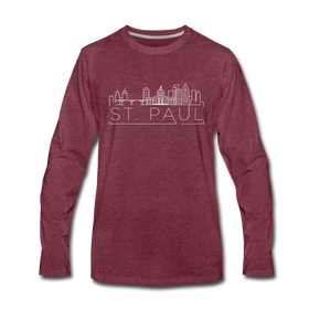 Saint Paul, Minnesota Long Sleeve T-Shirt - Skylines Unisex Saint Paul Long Sleeve Shirt - heather burgundy