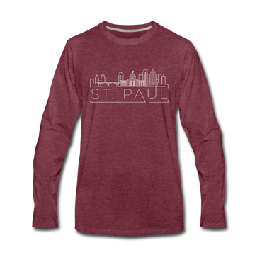 Saint Paul, Minnesota Long Sleeve T-Shirt - Skylines Unisex Saint Paul Long Sleeve Shirt - heather burgundy