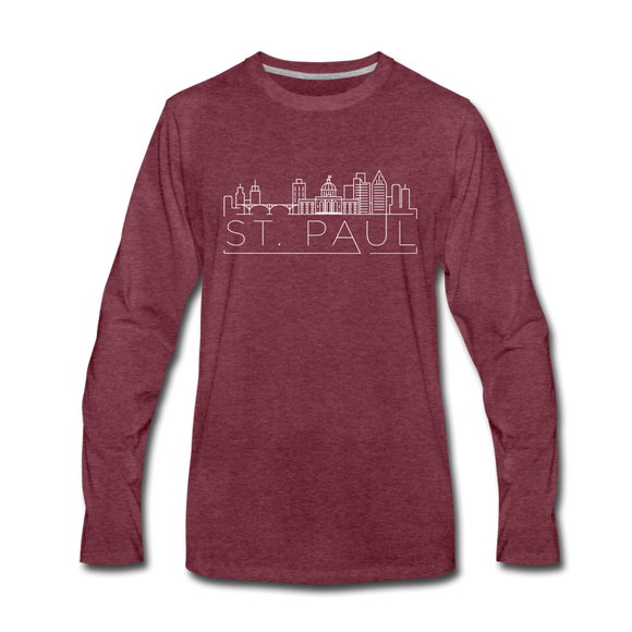 Saint Paul, Minnesota Long Sleeve T-Shirt - Skylines Unisex Saint Paul Long Sleeve Shirt - heather burgundy