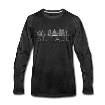 Saint Paul, Minnesota Long Sleeve T-Shirt - Skylines Unisex Saint Paul Long Sleeve Shirt - charcoal gray