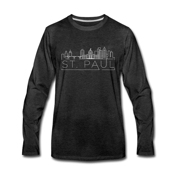 Saint Paul, Minnesota Long Sleeve T-Shirt - Skylines Unisex Saint Paul Long Sleeve Shirt - charcoal gray