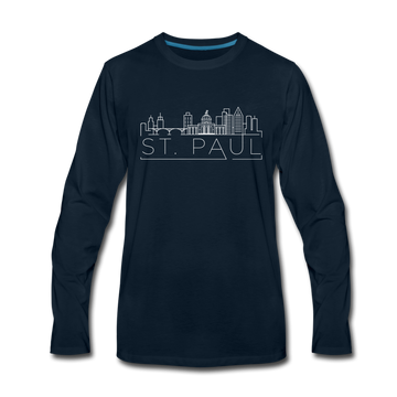 Saint Paul, Minnesota Long Sleeve T-Shirt - Skylines Unisex Saint Paul Long Sleeve Shirt - deep navy