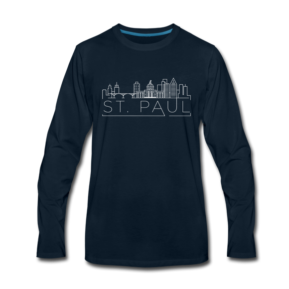 Saint Paul, Minnesota Long Sleeve T-Shirt - Skylines Unisex Saint Paul Long Sleeve Shirt - deep navy
