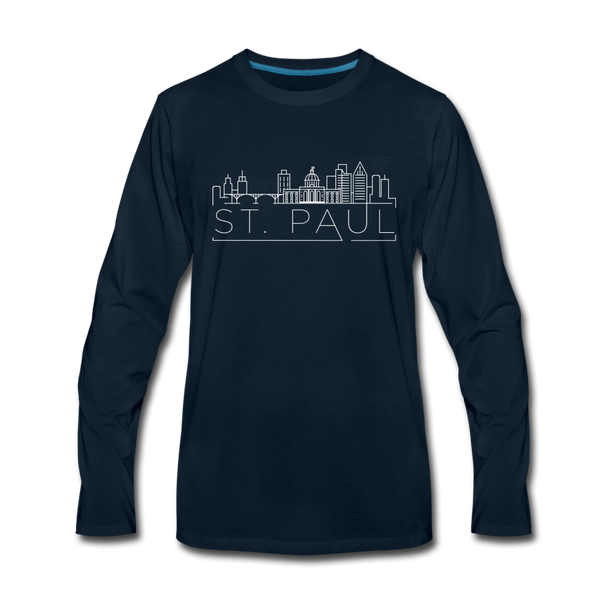 Saint Paul, Minnesota Long Sleeve T-Shirt - Skylines Unisex Saint Paul Long Sleeve Shirt - deep navy