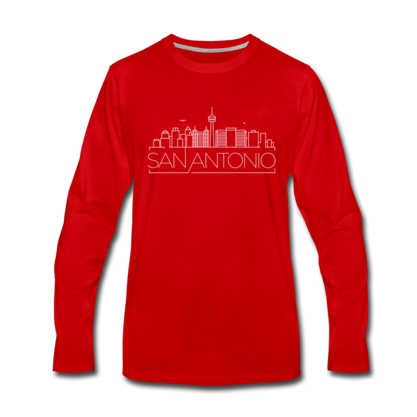 San Antonio, Texas Long Sleeve T-Shirt - Skylines Unisex San Antonio Long Sleeve Shirt - red