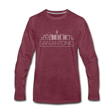 San Antonio, Texas Long Sleeve T-Shirt - Skylines Unisex San Antonio Long Sleeve Shirt - heather burgundy