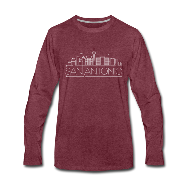 San Antonio, Texas Long Sleeve T-Shirt - Skylines Unisex San Antonio Long Sleeve Shirt - heather burgundy
