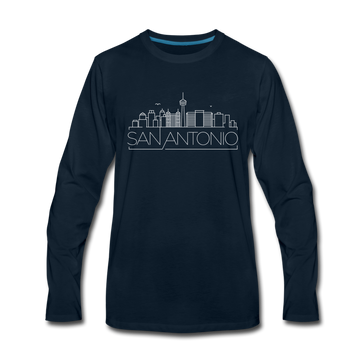 San Antonio, Texas Long Sleeve T-Shirt - Skylines Unisex San Antonio Long Sleeve Shirt - deep navy