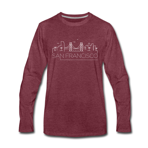 San Francisco, California Long Sleeve T-Shirt - Skylines Unisex San Francisco Long Sleeve Shirt - heather burgundy