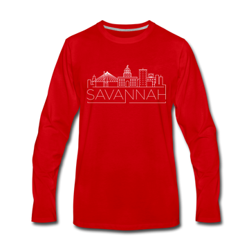 Savannah, Georgia Long Sleeve T-Shirt - Skylines Unisex Savannah Long Sleeve Shirt - red
