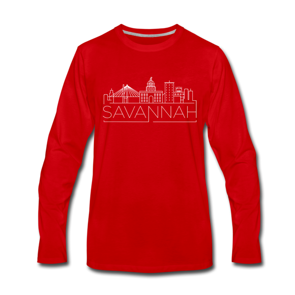 Savannah, Georgia Long Sleeve T-Shirt - Skylines Unisex Savannah Long Sleeve Shirt - red