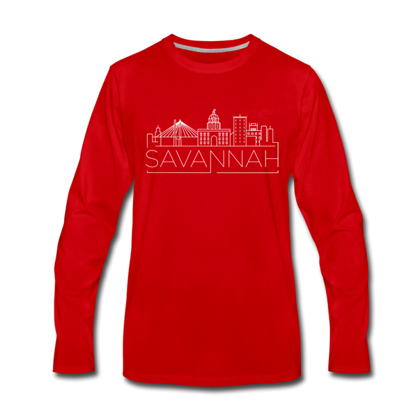 Savannah, Georgia Long Sleeve T-Shirt - Skylines Unisex Savannah Long Sleeve Shirt - red