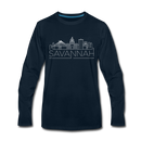 Savannah, Georgia Long Sleeve T-Shirt - Skylines Unisex Savannah Long Sleeve Shirt - deep navy