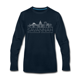 Savannah, Georgia Long Sleeve T-Shirt - Skylines Unisex Savannah Long Sleeve Shirt - deep navy