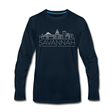 Savannah, Georgia Long Sleeve T-Shirt - Skylines Unisex Savannah Long Sleeve Shirt - deep navy