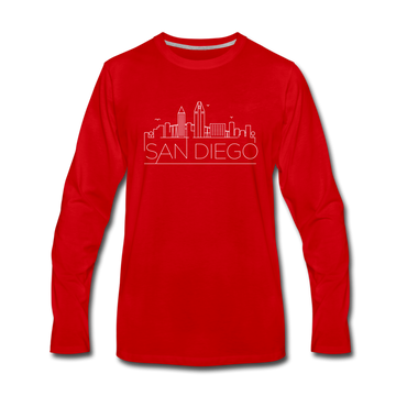 San Diego, California Long Sleeve T-Shirt - Skylines Unisex San Diego Long Sleeve Shirt - red