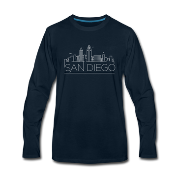 San Diego, California Long Sleeve T-Shirt - Skylines Unisex San Diego Long Sleeve Shirt - deep navy