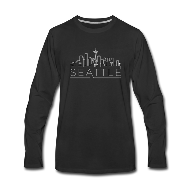 Seattle, Washington Long Sleeve T-Shirt - Skylines Unisex Seattle Long Sleeve Shirt - black