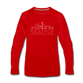 Seattle, Washington Long Sleeve T-Shirt - Skylines Unisex Seattle Long Sleeve Shirt - red
