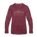 Seattle, Washington Long Sleeve T-Shirt - Skylines Unisex Seattle Long Sleeve Shirt - heather burgundy