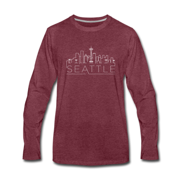 Seattle, Washington Long Sleeve T-Shirt - Skylines Unisex Seattle Long Sleeve Shirt - heather burgundy