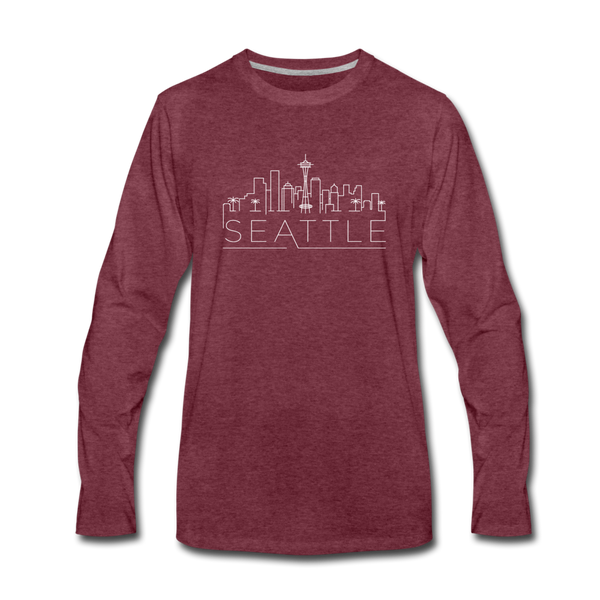 Seattle, Washington Long Sleeve T-Shirt - Skylines Unisex Seattle Long Sleeve Shirt - heather burgundy