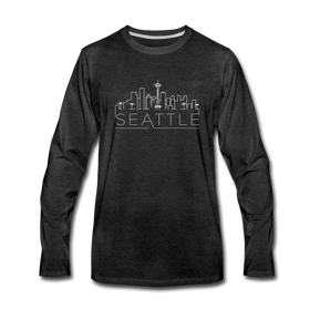 Seattle, Washington Long Sleeve T-Shirt - Skylines Unisex Seattle Long Sleeve Shirt - charcoal gray