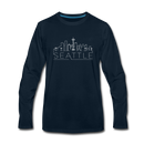 Seattle, Washington Long Sleeve T-Shirt - Skylines Unisex Seattle Long Sleeve Shirt - deep navy