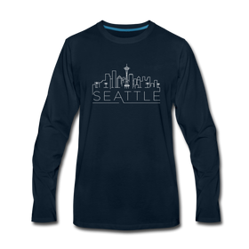 Seattle, Washington Long Sleeve T-Shirt - Skylines Unisex Seattle Long Sleeve Shirt - deep navy