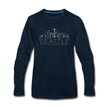 Seattle, Washington Long Sleeve T-Shirt - Skylines Unisex Seattle Long Sleeve Shirt - deep navy