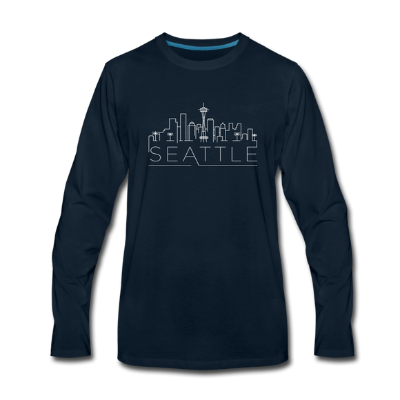 Seattle, Washington Long Sleeve T-Shirt - Skylines Unisex Seattle Long Sleeve Shirt - deep navy