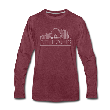 St. Louis, Missouri Long Sleeve T-Shirt - Skylines Unisex St. Louis Long Sleeve Shirt - heather burgundy