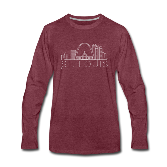 St. Louis, Missouri Long Sleeve T-Shirt - Skylines Unisex St. Louis Long Sleeve Shirt - heather burgundy