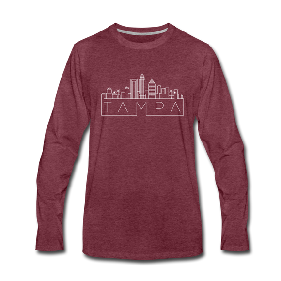 Tampa, Florida Long Sleeve T-Shirt - Skylines Unisex Tampa Long Sleeve Shirt - heather burgundy