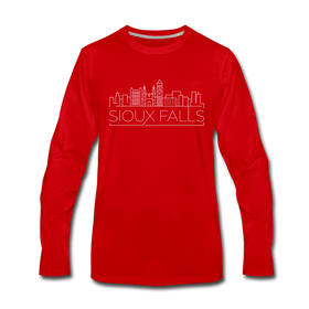 Sioux Falls, South Dakota Long Sleeve T-Shirt - Skylines Unisex Sioux Falls Long Sleeve Shirt - red