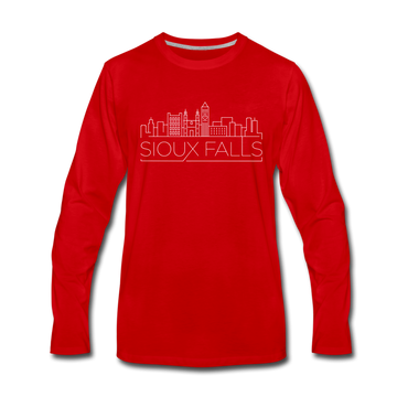 Sioux Falls, South Dakota Long Sleeve T-Shirt - Skylines Unisex Sioux Falls Long Sleeve Shirt - red