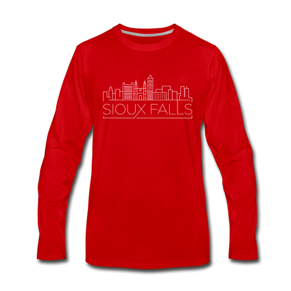 Sioux Falls, South Dakota Long Sleeve T-Shirt - Skylines Unisex Sioux Falls Long Sleeve Shirt - red
