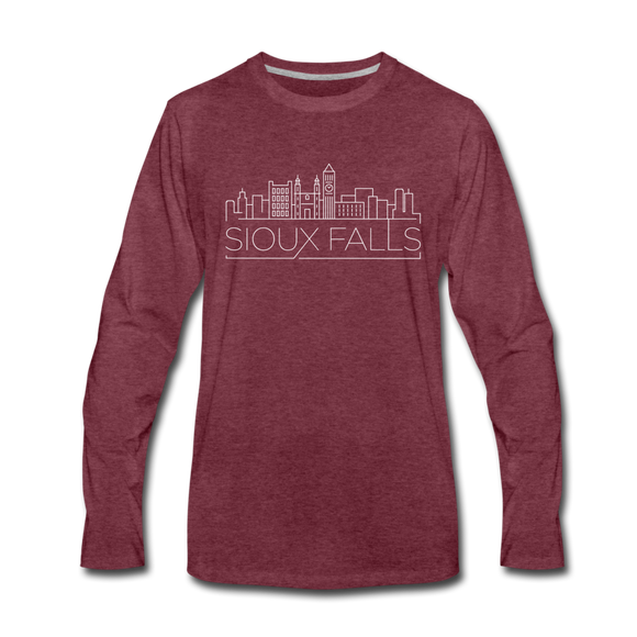 Sioux Falls, South Dakota Long Sleeve T-Shirt - Skylines Unisex Sioux Falls Long Sleeve Shirt - heather burgundy