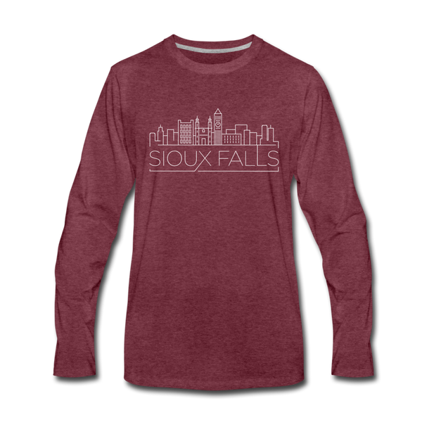 Sioux Falls, South Dakota Long Sleeve T-Shirt - Skylines Unisex Sioux Falls Long Sleeve Shirt - heather burgundy
