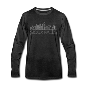 Sioux Falls, South Dakota Long Sleeve T-Shirt - Skylines Unisex Sioux Falls Long Sleeve Shirt - charcoal gray