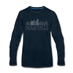 Sioux Falls, South Dakota Long Sleeve T-Shirt - Skylines Unisex Sioux Falls Long Sleeve Shirt - deep navy