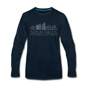 Sioux Falls, South Dakota Long Sleeve T-Shirt - Skylines Unisex Sioux Falls Long Sleeve Shirt - deep navy