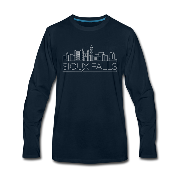 Sioux Falls, South Dakota Long Sleeve T-Shirt - Skylines Unisex Sioux Falls Long Sleeve Shirt - deep navy