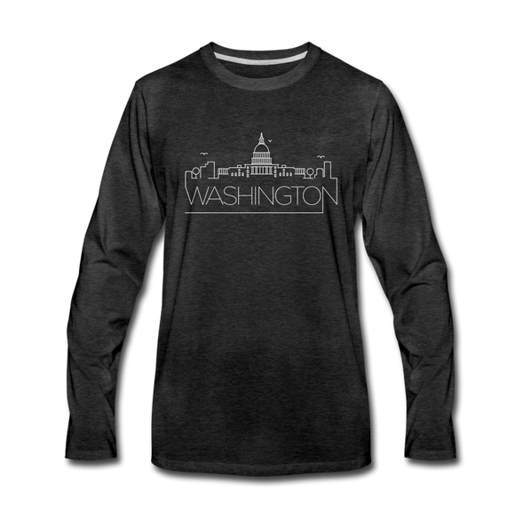 Washington DC Long Sleeve T-Shirt - Skylines Unisex Washington DC Long Sleeve Shirt - charcoal gray