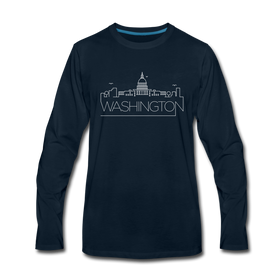 Washington DC Long Sleeve T-Shirt - Skylines Unisex Washington DC Long Sleeve Shirt - deep navy