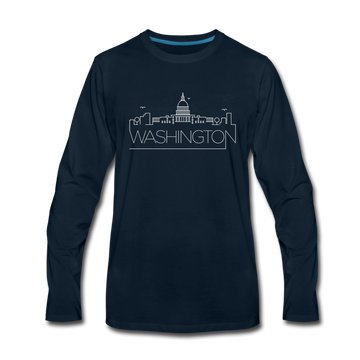 Washington DC Long Sleeve T-Shirt - Skylines Unisex Washington DC Long Sleeve Shirt - deep navy
