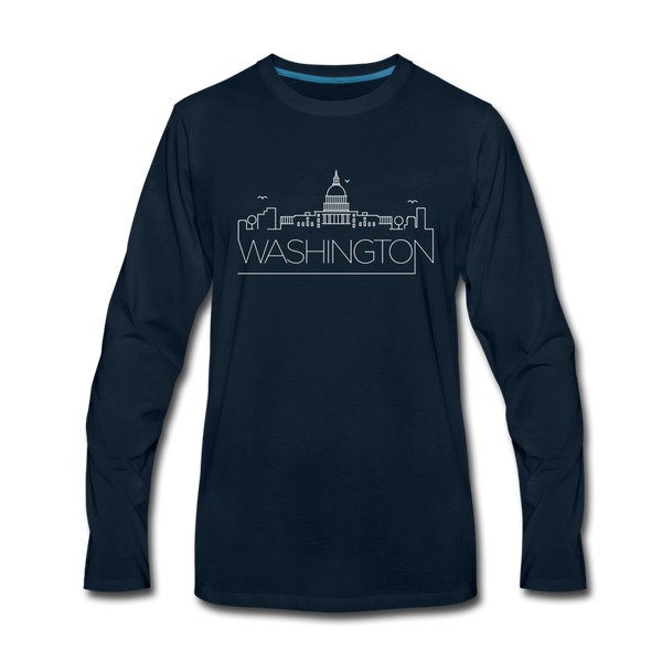 Washington DC Long Sleeve T-Shirt - Skylines Unisex Washington DC Long Sleeve Shirt - deep navy